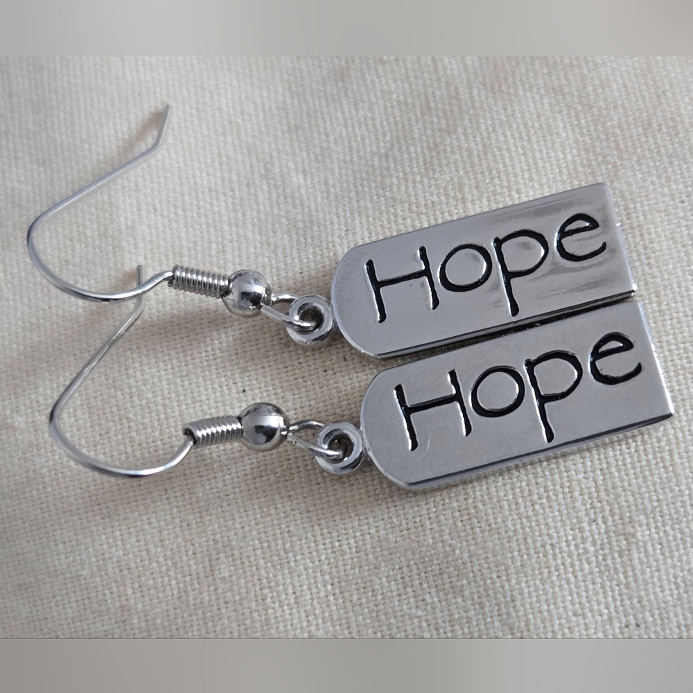 "Hope" Silver tone Earrings